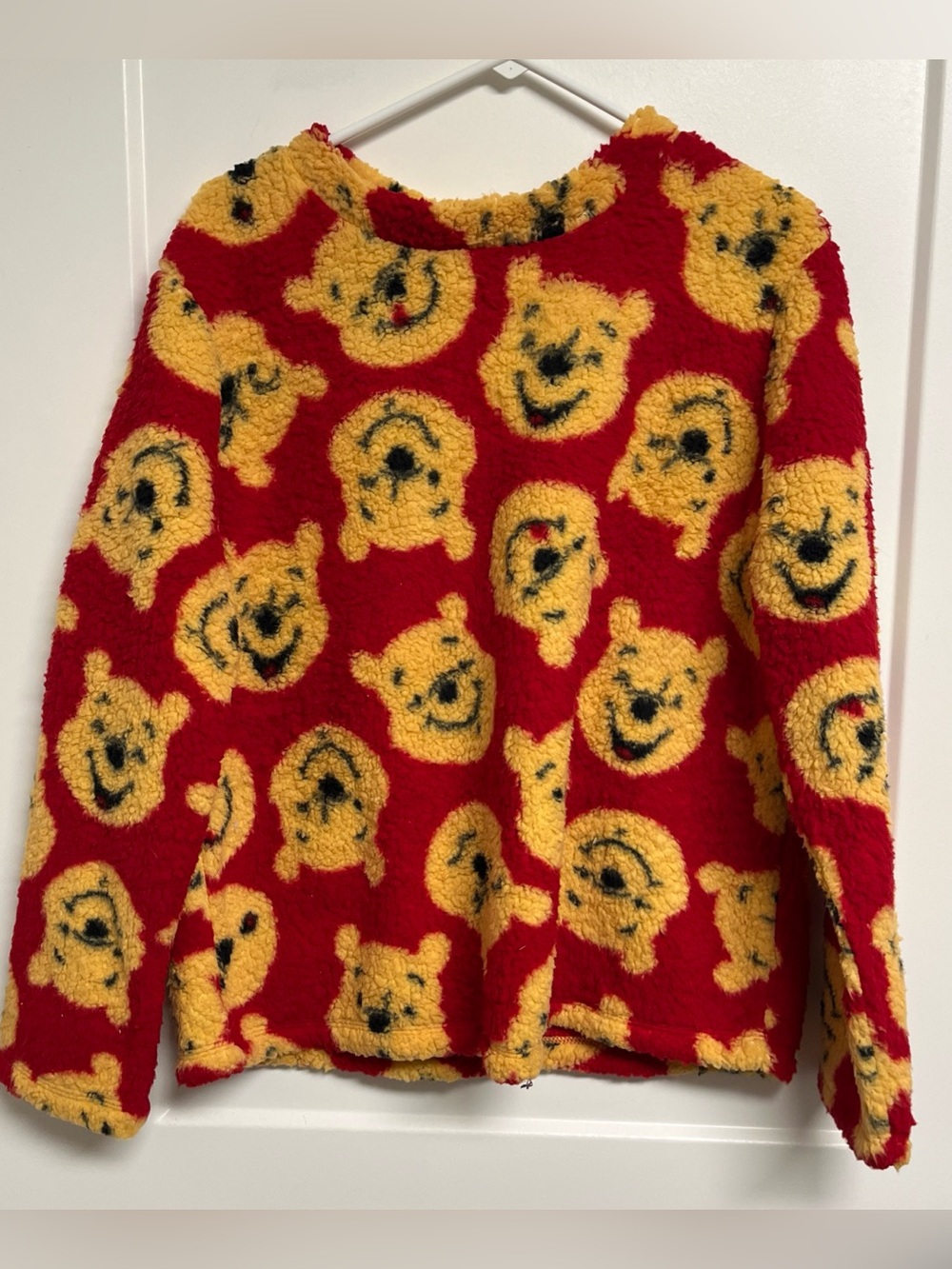 Disney Winnie The Pooh Fuzzy Faux Fur Sweater Pullover Women's Large Sleepwear